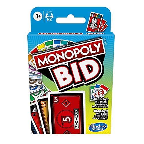 Monopoly Das Spiel Bid, Schnelles Kartenspiel für Familien und Kinder ab 7 Jahren (Dänisch/Norwegisch) von Monopoly