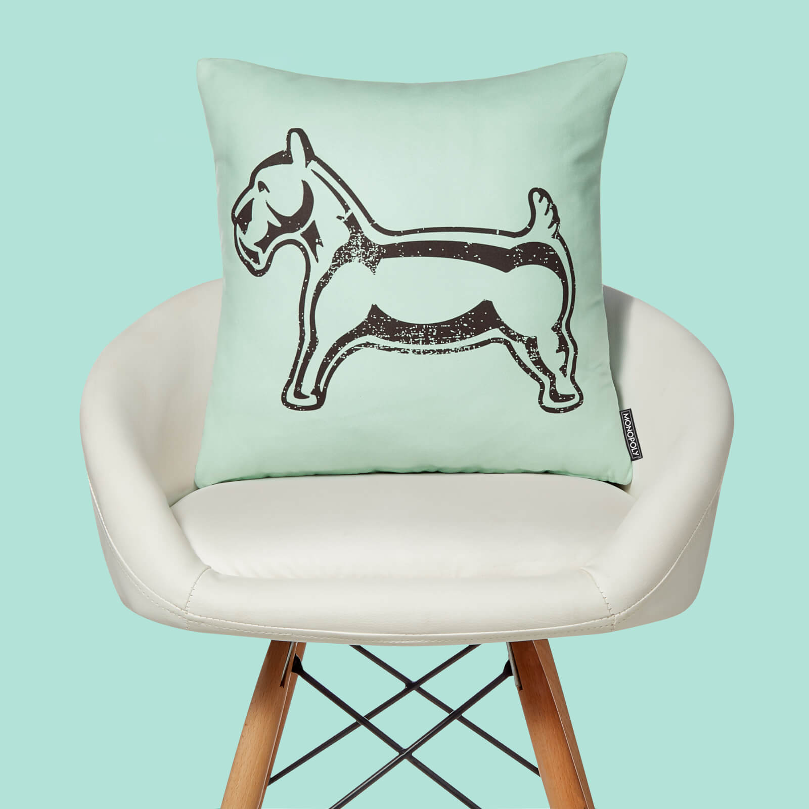 Monopoly Dog Letterpress Square Cushion - 50x50cm - Soft Touch Monopoly Dog Letterpress Square Cushion - 50x50cm - Soft Touch von Original Hero