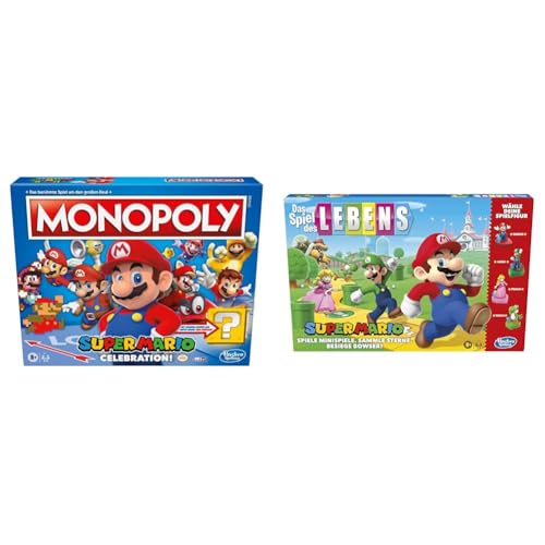 Monopoly E9517100 Super Mario Celebration Brettspiel für Super Mario Fans ab 8 Jahren & Hasbro Das Spiel des Lebens Super Mario Brettspiel für Kinder ab 8 Jahren von Monopoly