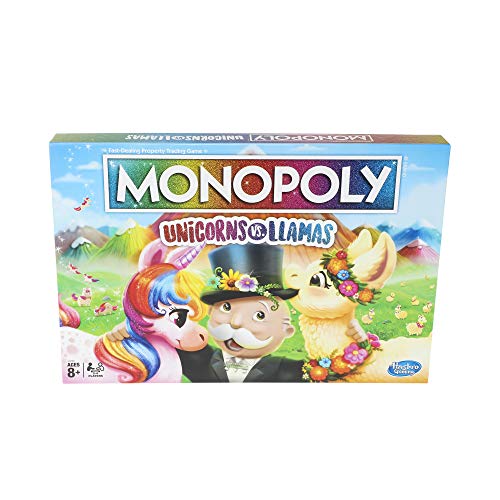 Monopoly Einhorn vs. Llamas Brettspiel ab 8 Jahren, Spielen Sie auf Team-Einhorn oder Team-Lama - Exklusiv bei Amazon von Monopoly