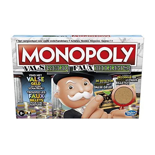 Monopoly FALSCHGELD - Belgische Edition Brettspiel für Familien und Kinder ab 8 Jahren mit Mr. Monopolys Detektor zur Erkennung von Falschgeld und gefälschten Karten für 2-6 Spieler von Monopoly