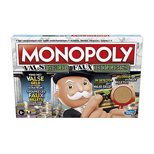 Monopoly FALSCHGELD - Belgische Edition Brettspiel für Familien und Kinder ab 8 Jahren mit Mr. Monopolys Detektor zur Erkennung von Falschgeld und gefälschten Karten für 2-6 Spieler von Monopoly