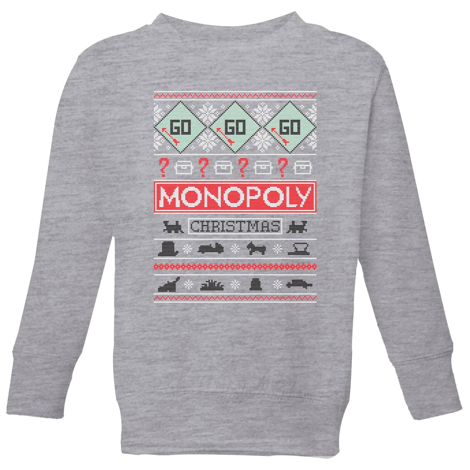 Monopoly Kids' Christmas Sweatshirt - Grey - 11-12 Jahre - Grau von Monopoly