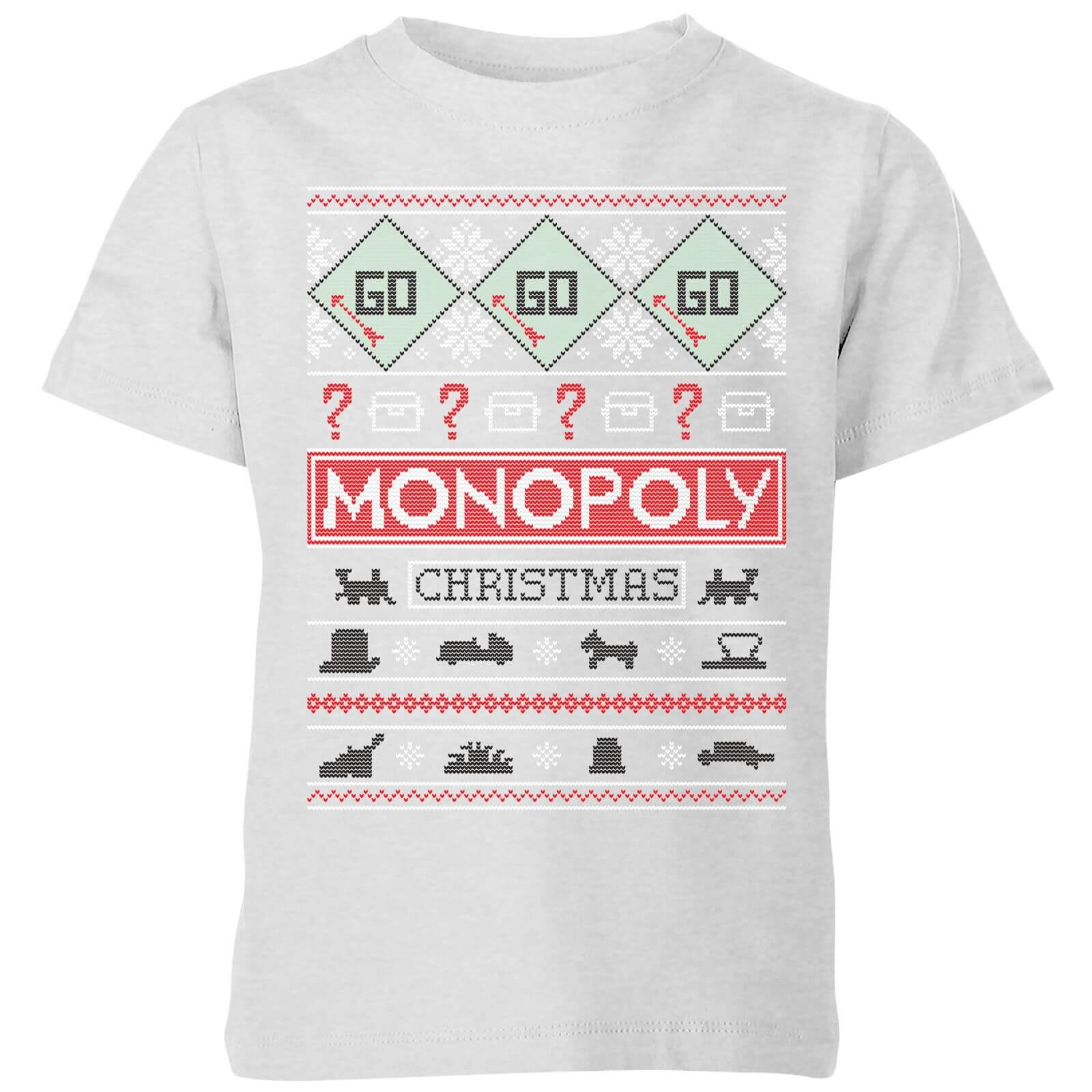 Monopoly Kids' Christmas T-Shirt - Grey - 11-12 Jahre von Monopoly