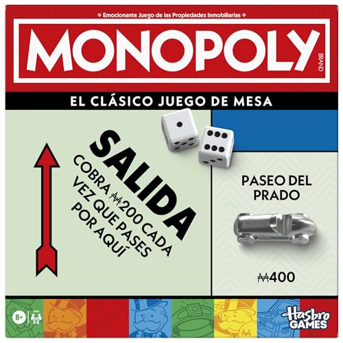 Monopoly Klassisches Brettspiel mit Ablagefach und großen Bauern - spanische Version von Monopoly