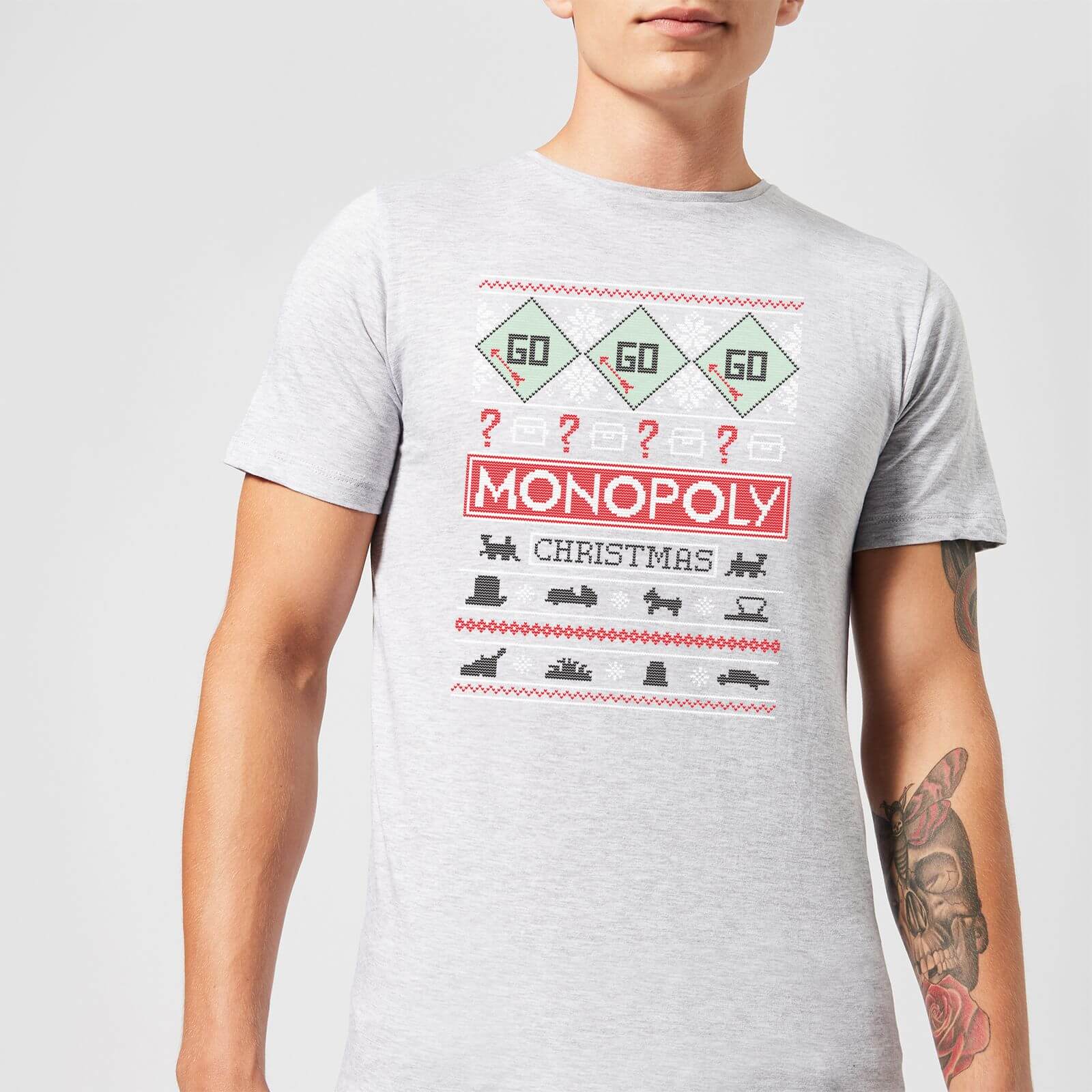 Monopoly Men's Christmas T-Shirt - Grey - 5XL von Monopoly
