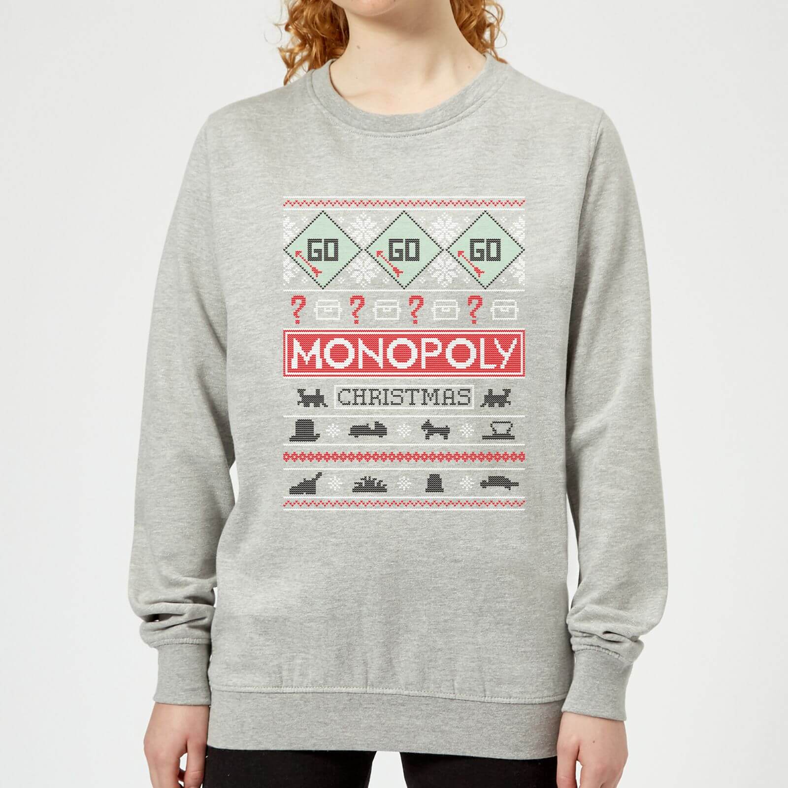Monopoly Women's Christmas Sweatshirt - Grey - L - Grau von Original Hero