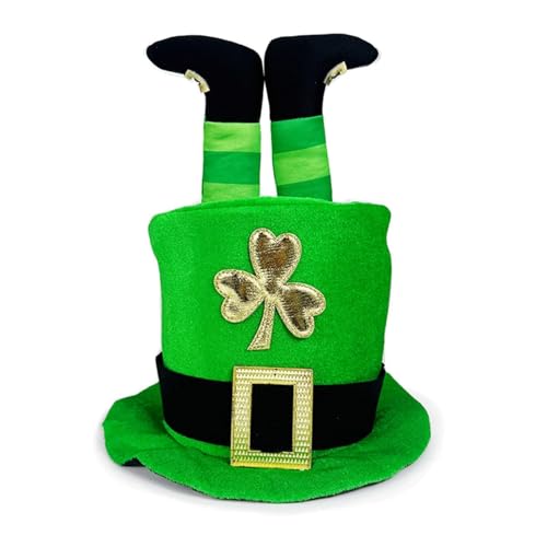 Monozoz St. Patrick's Day Koboldhut für Erwachsene, Deluxe-grüner Koboldhut, hoher grüner Bowler-Hut mit irischen Beinen, Kleeblatt-Kostüm-Zubehör, Rollenspiel-Kopfbedeckung für Erwachsene und Monozoz St. Patrick's Day Koboldhut für Erwachsene, Deluxe-grüner Koboldhut, hoher grüner Bowler-Hut mit irischen Beinen, Kleeblatt-Kostüm-Zubehör, Rollenspiel-Kopfbedeckung für Erwachsene und von Monozoz