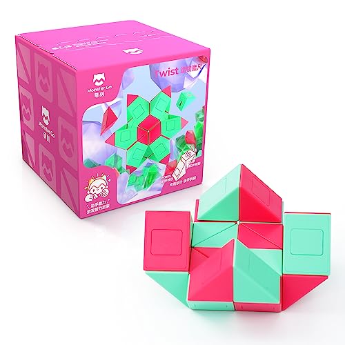 Monster Go Magic Snake Cube mit 24 Blöcke, Mini Magische Schlange Würfel Twist Puzzle, 3D Fidget Knobelspiele für Kinder und Erwachsene (Pink-Green) von Monster Go