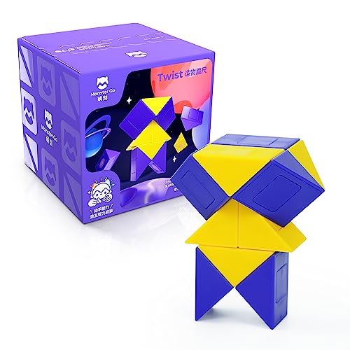 Monster Go Magic Snake Cube mit 24 Blöcke, Mini Magische Schlange Würfel Twist Puzzle, 3D Fidget Knobelspiele für Kinder und Erwachsene (Purple-Yellow) von Monster Go