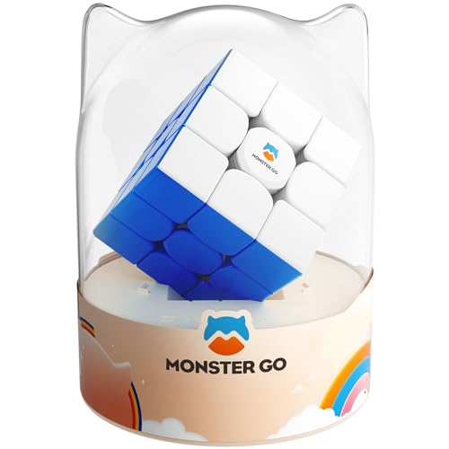 Würfel Trainer Magischer Würfel 3x3, Monster GO Lernserie Speed-Cube Stickerless für Kinder Anfänger Blau mit Premium-Paket von Monster Go