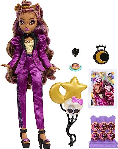 Monster High Clawdeen Wolfspuppe in Monster Ball Party Mode mit thematischen Accessoires wie Ballons von Monster High