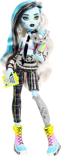 Monster High Frankie Stein Puppe Welcome Committee Set mit 15 Zubehörteilen inklusive Poster, Aufkleber, Pet Watzit und mehr (Amazon Exclusive) von Monster High
