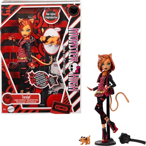 Monster High Gruselige Reproduktion der ursprünglichen Monster-High-Puppe, reproduzierte Toralei-Sammelfigur mit Puppenständer, Tagebuch und zahmem Säbelzahntiger Sweet Fangs, HYV91 Monster High Gruselige Reproduktion der ursprünglichen Monster-High-Puppe, reproduzierte Toralei-Sammelfigur mit Puppenständer, Tagebuch und zahmem Säbelzahntiger Sweet Fangs, HYV91 von Monster High