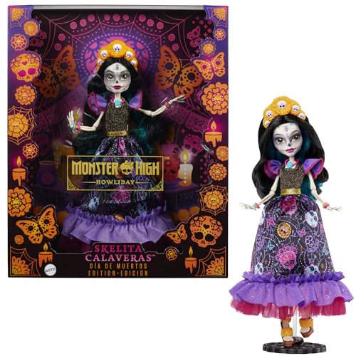 Monster High Puppe, Skelita Calaveras Dia De Muertos Sammlerstück mit traditionellem Zuckerschädel und Ringelblumen-Details Monster High Puppe, Skelita Calaveras Dia De Muertos Sammlerstück mit traditionellem Zuckerschädel und Ringelblumen-Details von Monster High
