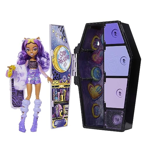 Monster High-Puppe und Outfits, Clawdeen Wolf, Skulltimate Secrets: Fearidescent-Serie, Spind mit über 19 Überraschungen, HNF74 von Monster High