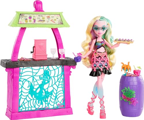 Monster High Puppe und Spielset, Lagoona Blue Scare-adise Island Snack Shack mit Lebensmittelzubehör und Farbwechselgetränken von Monster High