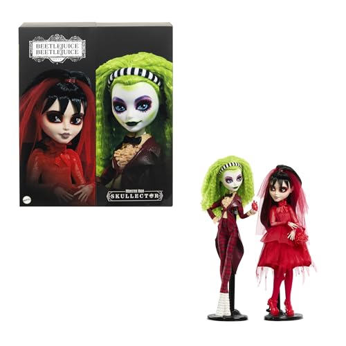 Monster High Skullector Beetlejuice-Beetlejuice-Puppe 2er-Pack, Set aus Betelgeuse- und Lydia-Deetz-Sammelfiguren mit Accessoires und ausstellbarer Verpackung, HYV96 von Monster High