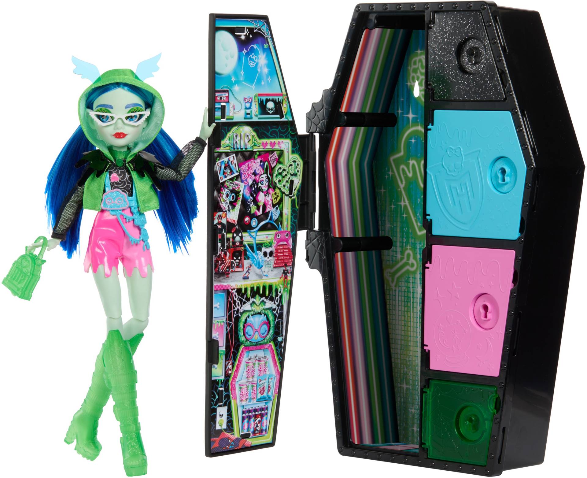 Monster High Skulltimate Secrets Neon Frights Puppe Ghoulia Yelps von Monster High