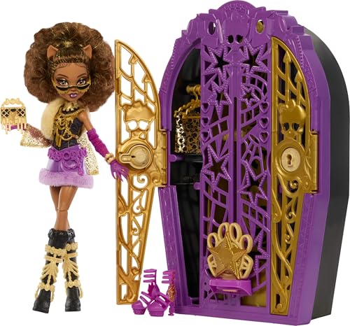 Monster High Skulltimate-Secrets-Set aus Puppe und Accessoires, Hauntlywood Mysteries Clawdeen Wolf mit zauberhaftem Kleiderschrank und über 19 modischen Überraschungen wie Puppenkleidung, JBG80 von Monster High