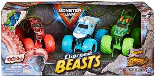 Monster Jam, 3er-Pack „Charged Beasts“ (mit den Trucks Dragon, Octon8er und Ice Dragon), Coole Trucks im Maßstab 1:64 (Spritzguss) von Monster Jam