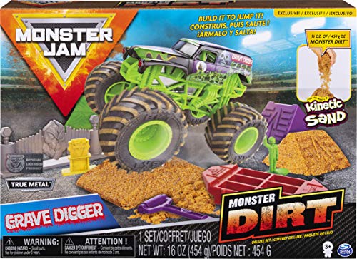 Monster Jam, Grave Digger Monster Dirt Deluxe Set, Featuring 16oz of Monster Dirt and Official 1:64 Scale Die-Cast Monster Jam Truck von Monster Jam