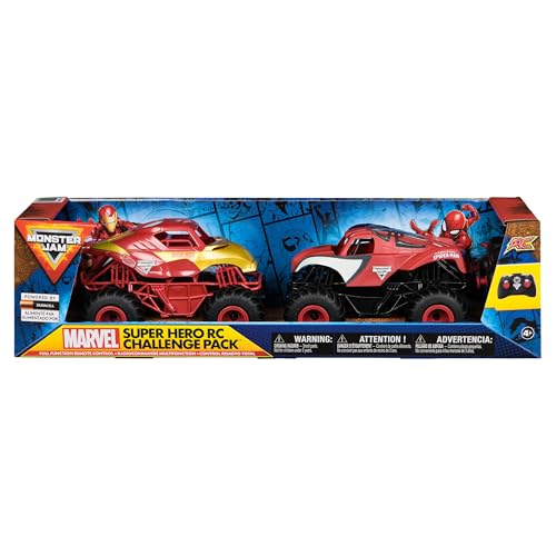 Monster Jam, Marvel Offizielles Superhelden-RC-Herausforderungspaket, Iron Man und Amazing Spider-Man ferngesteuerte Trucks, Maßstab 1:24, RC Kinderspielzeug für Kinder ab 4 Jahren von Monster Jam