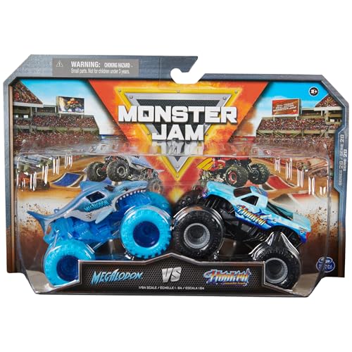 Monster Jam, Offizielle Megalodon Vs. Hooked Die-Cast Monster Trucks, Maßstab 1:64, Kinderspielzeug für Jungen ab 3 Jahren von Monster Jam