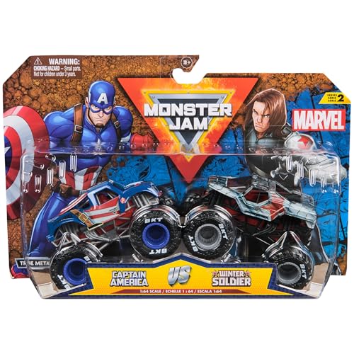 Monster Jam, Offizielle Metall Marvel Captain America Vs. Winter Soldier Monstertrucks Maßstab 1:64 von Monster Jam
