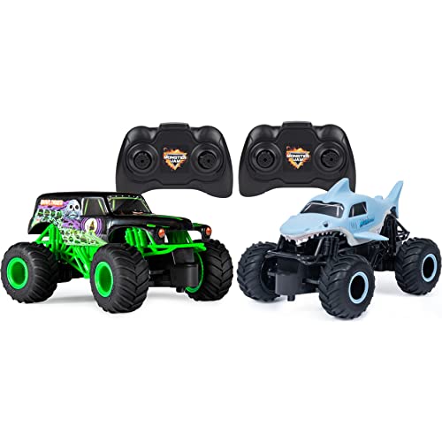 Monster Jam, offizielle ferngesteuerte Grave Digger vs. Megalodon Racing Rivals-Trucks, Maßstab 1:24 von Monster Jam
