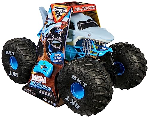 Monster Jam, offizieller Ferngesteuerter Gelände-Monster Truck Mega Megalodon, über 60cm hoch, im Maßstab 1:6, Kinderspielzeug für Jungen und Mädchen von Monster Jam