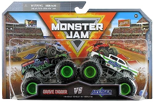 Monster Jam 2023 Official 1:64 Scale Diecast Truck 2-Pack Series 25 Grave Digger vs Global Avenger von Monster Jam