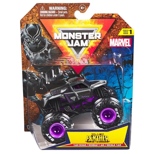 Monster Jam 2024 Marvel Diecast Series 1 Monster Truck mit Flagge, Maßstab 1:64, Black Panther Monster Jam 2024 Marvel Diecast Series 1 Monster Truck mit Flagge, Maßstab 1:64, Black Panther von Monster Jam