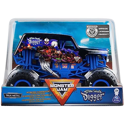 Monster Jam 6056733 Official Vehicle, Scale Jam Offizieller Son-uva Digger Monster Truck, Die-Cast Fahrzeug, Maßstab 1:24, grau von Monster Jam