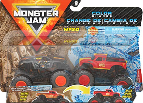 Monster Jam 6060878 - Offizielle Max-D vs. Radical Rescue Farbwechsel Die-Cast Monster Trucks, Maßstab 1:64 von Monster Jam