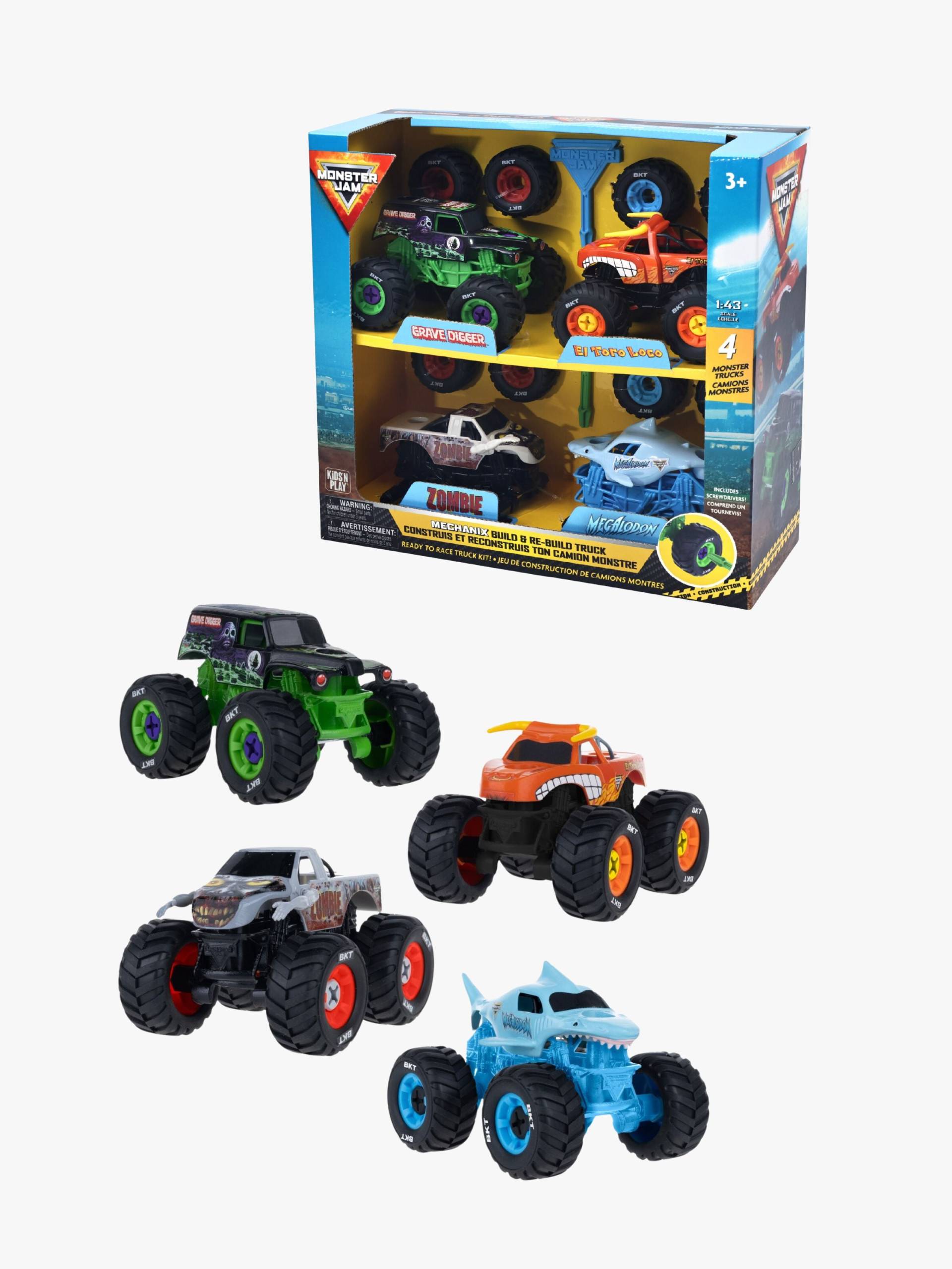 Monster Jam Mechanix Build N ReBuild Fahrzeug 4er-Pack 1:43 von Monster Jam