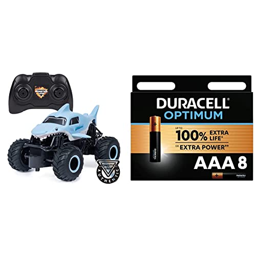 Monster Jam Megalodon RC Truck, Maßstab 1:24, ferngesteuert + Duracell Optimum AAA Micro Alkaline-Batterien von Monster Jam