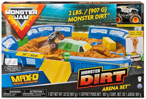 Monster Jam Monster Dirt Arena, riesiges Spielset mit Monster Dirt - Sand und exklusivem Truck (Maßstab 1:64) von Monster Jam