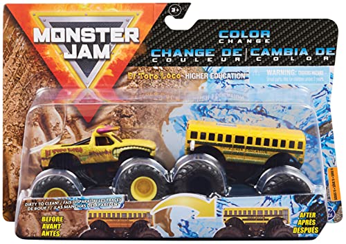 Monster Jam Original Zweier-Pack mit authentischen Monster Trucks im Maßstab 1:64 - mit Farbwechseleffekt (Sortierung mit verschiedenen Designs, Zufallsauswahl) von Monster Jam