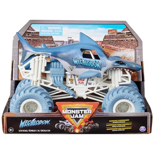 Monster Jam, Offizieller Megalodon Monster Truck, Sammler-Die-Cast Fahrzeug, Maßstab 1:24, Kinderspielzeug für Jungen und Mädchen ab 3 Jahren Monster Jam, Offizieller Megalodon Monster Truck, Sammler-Die-Cast Fahrzeug, Maßstab 1:24, Kinderspielzeug für Jungen und Mädchen ab 3 Jahren von Monster Jam