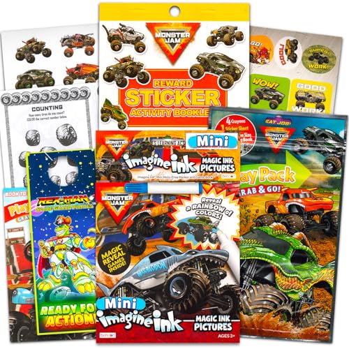 Monster Jam Ultimatives Malbuch-Set für Kinder – Aktivitätspaket mit Imagine-Tinte, Mini-Malbuch, über 100 Aufkleber, Türaufhänger, Monster Jam Partygeschenke von Monster Jam