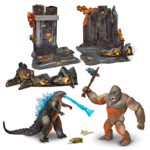 MonsterVerse Godzilla vs Kong Movie 6 Inch Collectable Diorama Set mit Zwei Artikulierten Actionfiguren, inklusive 4 Figuren Zubehör, geeignet für Kinder ab 4 Jahren+ von MonsterVerse