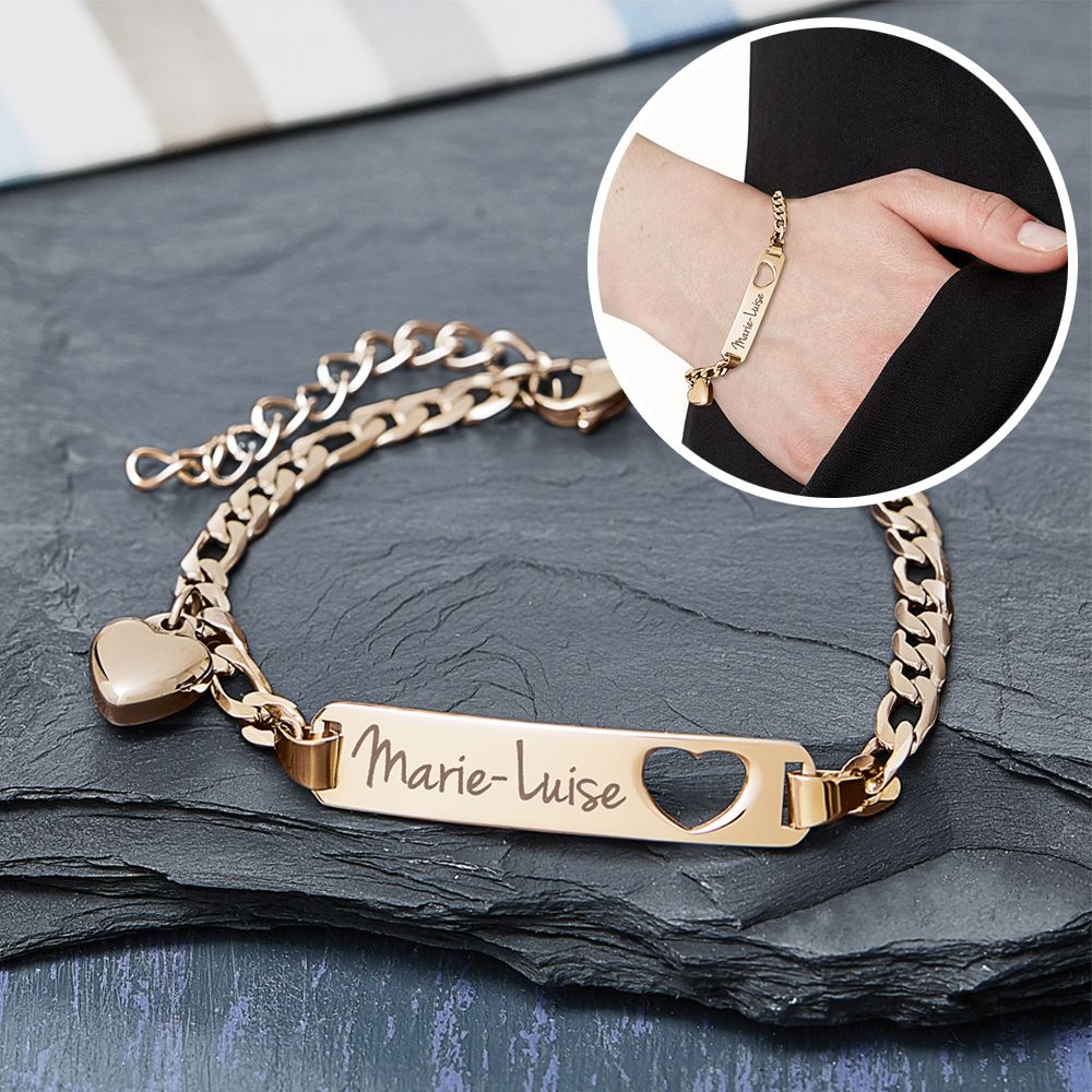 Armband mit Herzstanze Gold - Namensgravur Armband mit Herzstanze Gold - Namensgravur von Monsterzeug