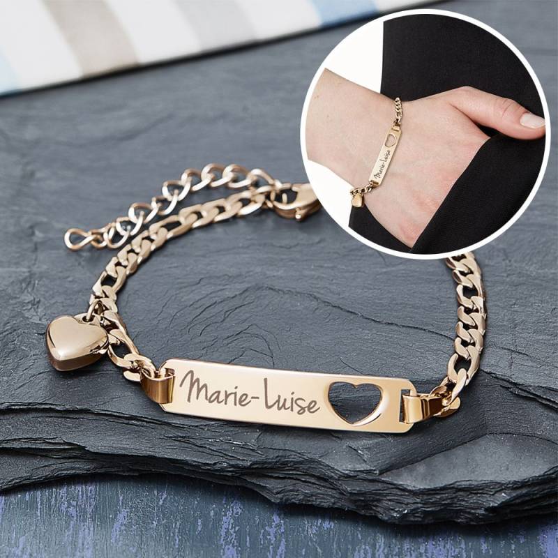Armband mit Herzstanze Gold - Namensgravur von Monsterzeug