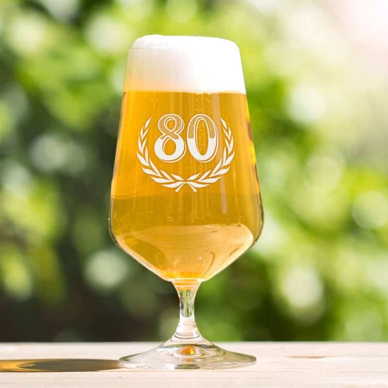 Bierglas mit Gravur zum 80. Geburtstag von Monsterzeug