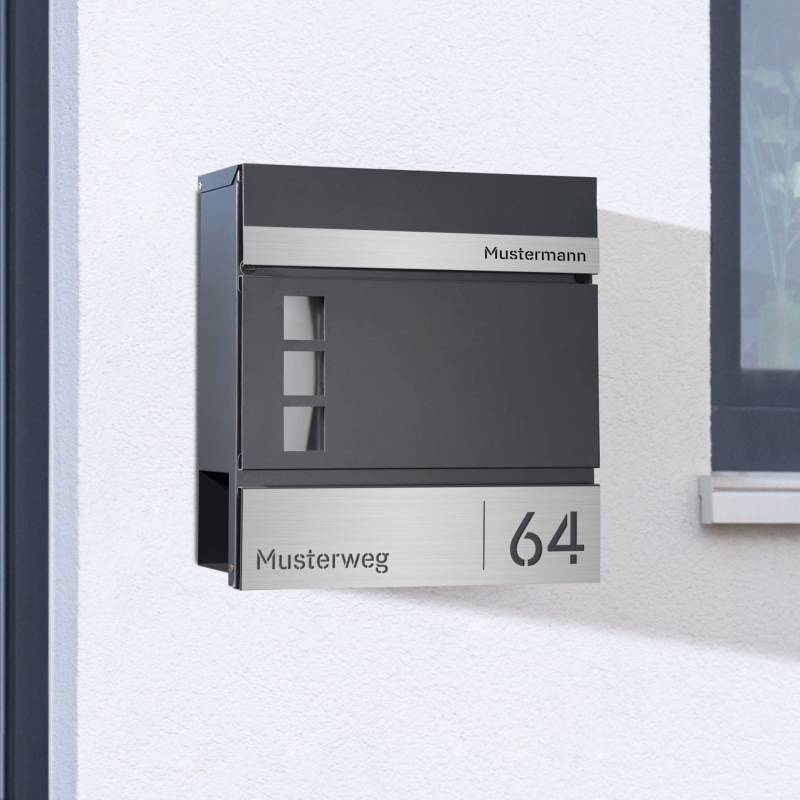 Briefkasten mit Fenstern Anthrazit von Monsterzeug