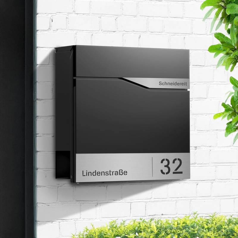 Briefkasten mit Zeitungsfach Schwarz von Monsterzeug