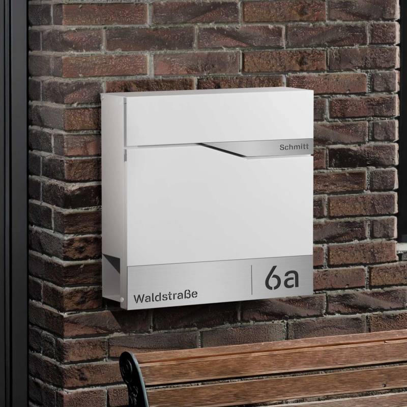 Briefkasten mit Zeitungsfach Weiß von Monsterzeug