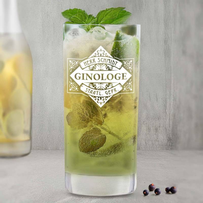 Cocktailglas mit Gravur - Ginologe von Monsterzeug