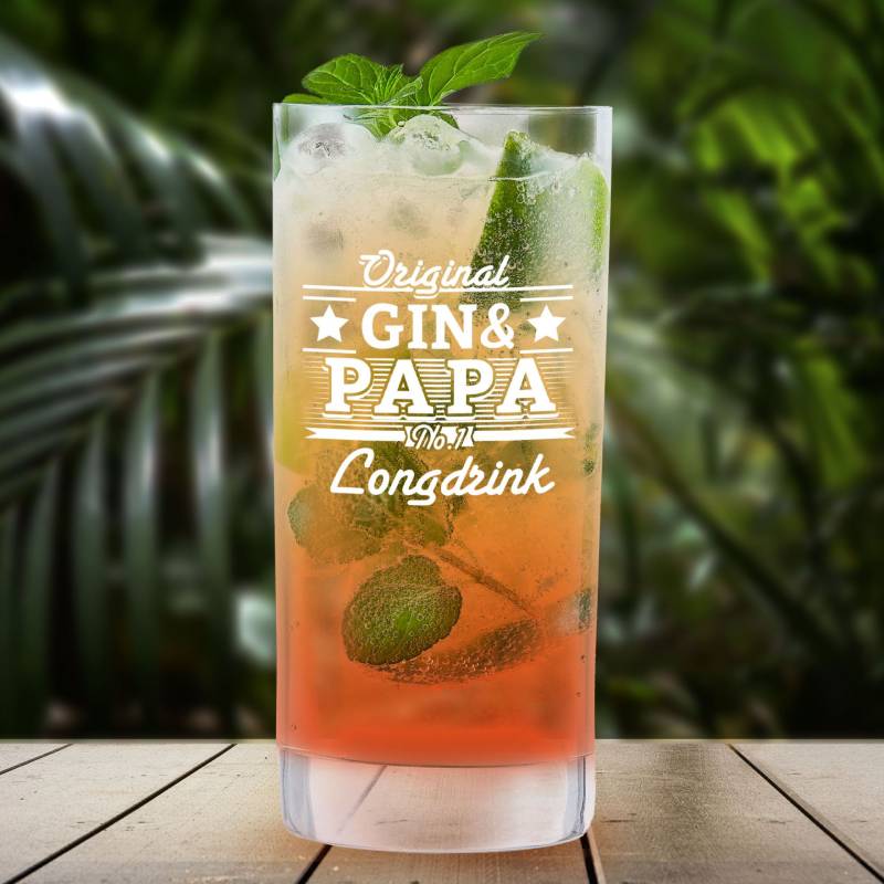 Cocktailglas mit Gravur für Papa - Gin von Monsterzeug